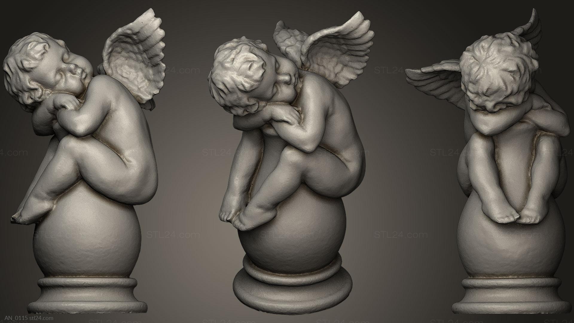 3d модели ангелы (Статуя Херувима, AN_0115) 3D модель для ЧПУ станка
